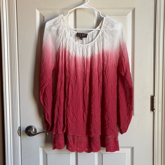 Cowgirl Up Ombre Lace Hem Blouse - Picture 2 of 9